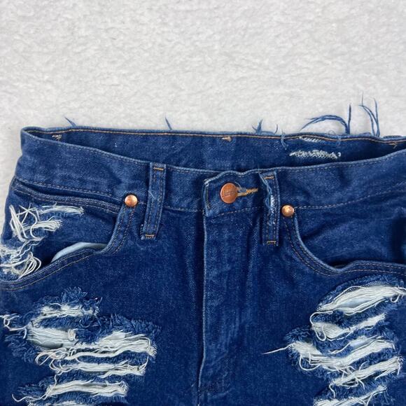 Wranglers Cutoff Boho Western Denim Distressed High Rise Shorts  Micro Short 3 - Picture 3 of 4